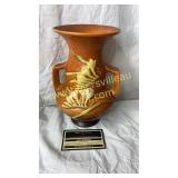 Roseville brown freesia double handle vase 122-8