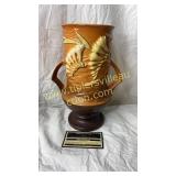 Roseville brown freesia double handle vase 123-9