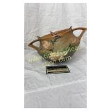 Roseville brown magnolia hanging planter