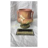 Roseville pink iris vase 130-4