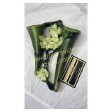 Roseville dark green dogwood double wall pocket