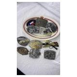 11 belt buckles- case, Massey Ferguson, Buffalo