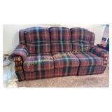 Plaid reclining couch