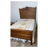 Oak carved antique bed