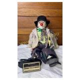 Porcelain hobo clown doll in Emmett kelly style