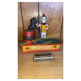 Cast iron truck dog coin bank