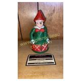 Cast iron drum clown coin bank