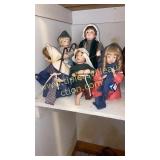 5 porcelain doll nativity figures