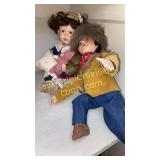 Nurse and Davy Crockett porcelain dolls
