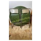 Vintage card table and 2 folding chairs
