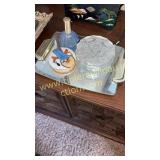 Powder dishes and perfumer on mirrored tray