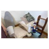 Lamp, shelf, faucet, linens