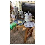 Group of antique toys kitchen ware and ironing