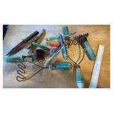 Vintage Green wood handle kitchen utensils