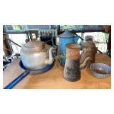 Group of enamel ware and kettle