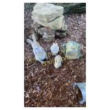 Concrete  frog and rabbits