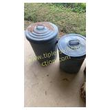 2 small trash cans with lids