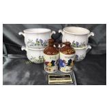 Rooster oil and vinegar with 4 bowls