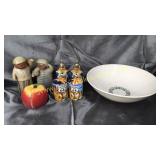 4 salt and pepper shaker sets in bowl