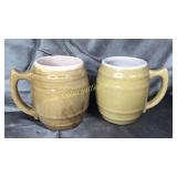Pair of stoneware barrel mugs