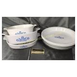 5 pcs cornflower blue corningware