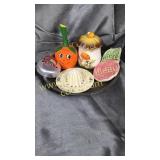 Vintage kitchen items on pie tin