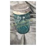 Blue pint mason jar