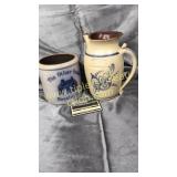 Cedar swamp stoneware pitcher and other crock