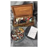 1950s Disney figures & box of buttons