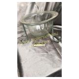 Glass bowl on iron stand