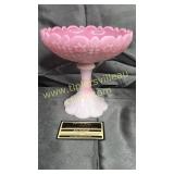 Fenton pink slag glass compote