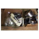 2 boxes revereware, milk shake maker, lids