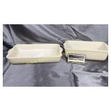 Block letter fire king ivory casserole dishes