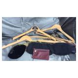 Vibtage clothes hangers, clutches, coin purses