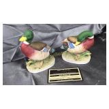 Pair of lefton porcelain bisque mallard ducks