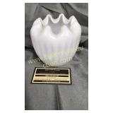 Milk glass art glass vase