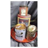 Group of tins on beer tray