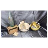 Vintage kitchen and bottle- Shawnee corn bowl