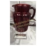 Ruby red basket weave pitcher