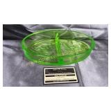 Vaseline glass divided dish