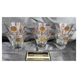6 Vintage coin cocktail glasses