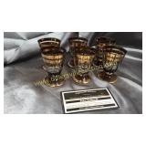 6 vintage gold stripe cordials