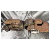 Vintage metal toy truck and trailer 22in fix me
