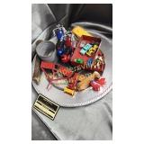 Old toys on tray-trailers, implements,