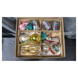 Box of vintage Christmas ornaments