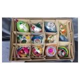 Box of vintage hand painted Christmas ornaments