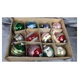 Box of vintage Christmas ornaments