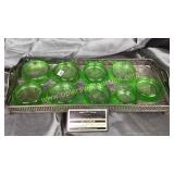 Silverplate tray with green depression