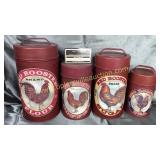 Red rooster metal canister set