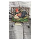 Cast iron chicken book stand